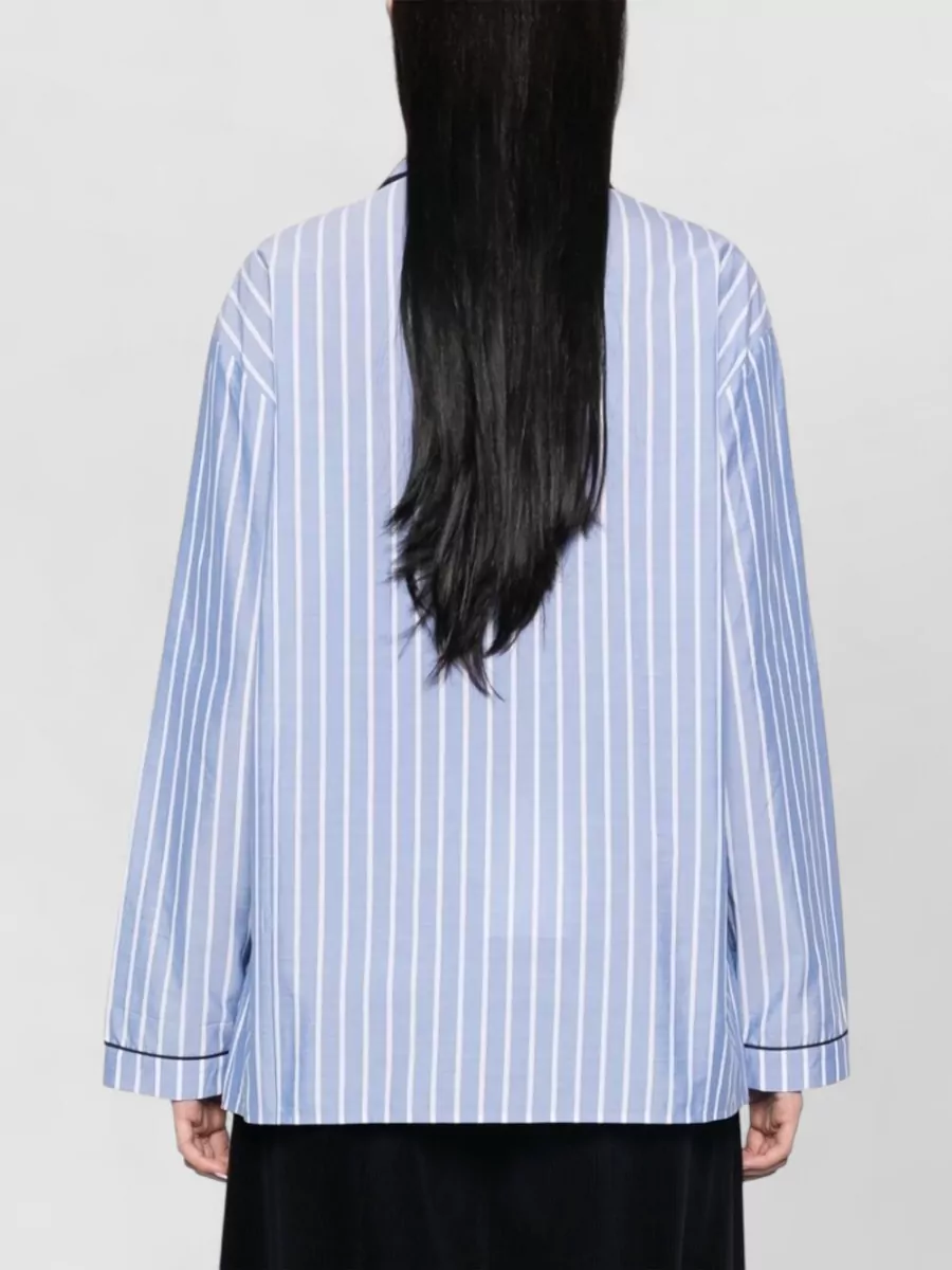Prada Striped Cotton Poplin Long-Sleeve Shirt