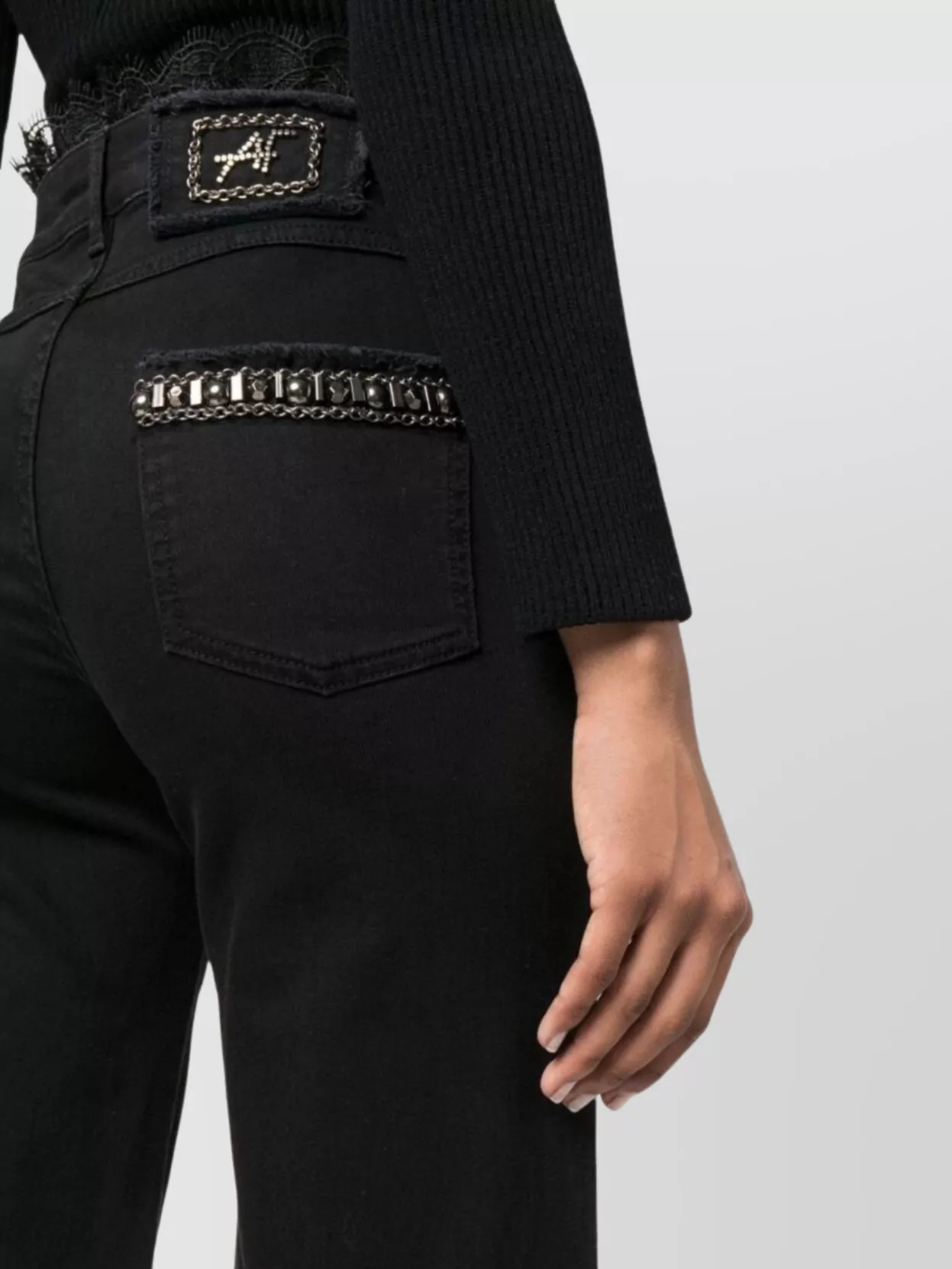 Alberta Ferretti Flared Trousers Embellished Pockets