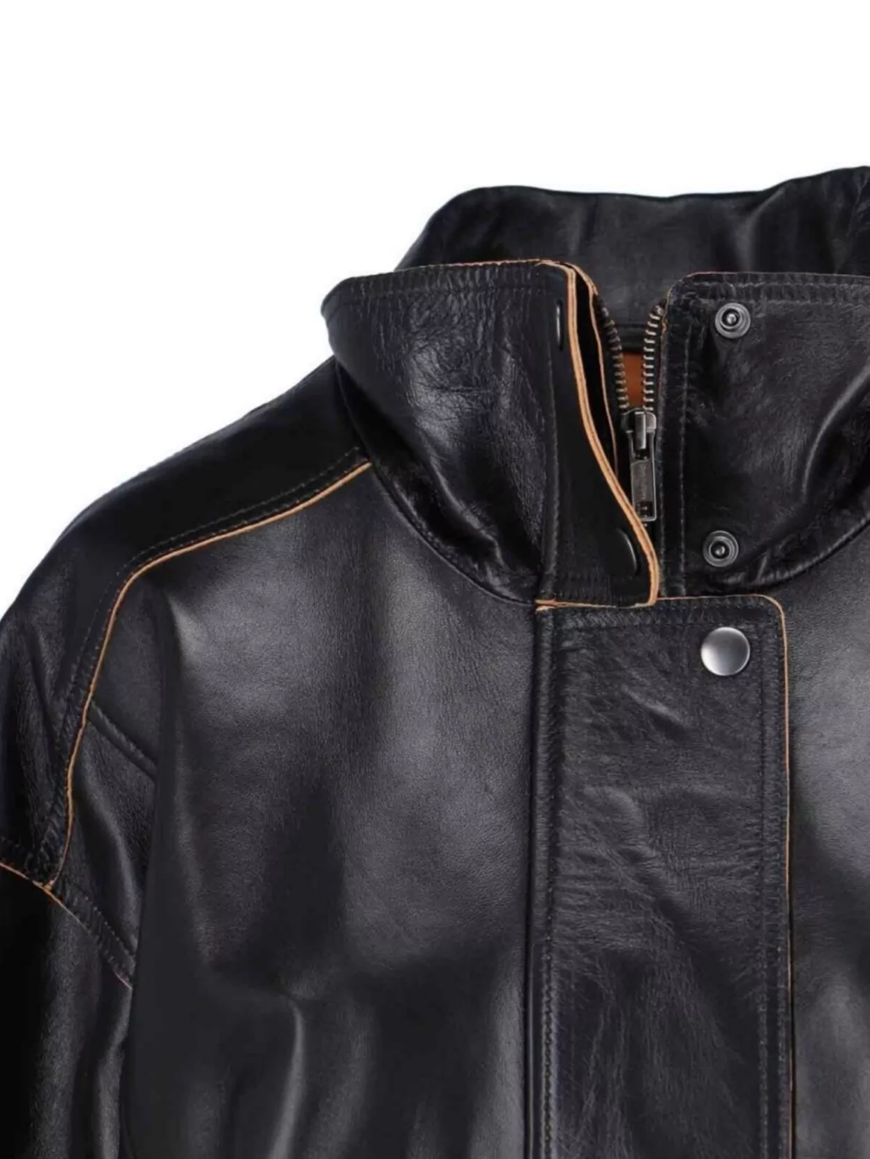 Calvin Klein Modern High Collar Jacket With Contrast Stitching In Black