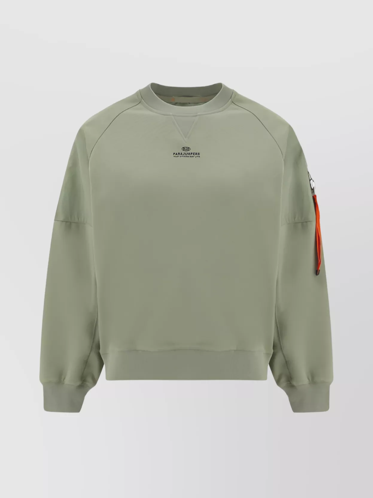 Parajumpers Cotton Crew Neck Sweatshirt With Zipper Detail In Green