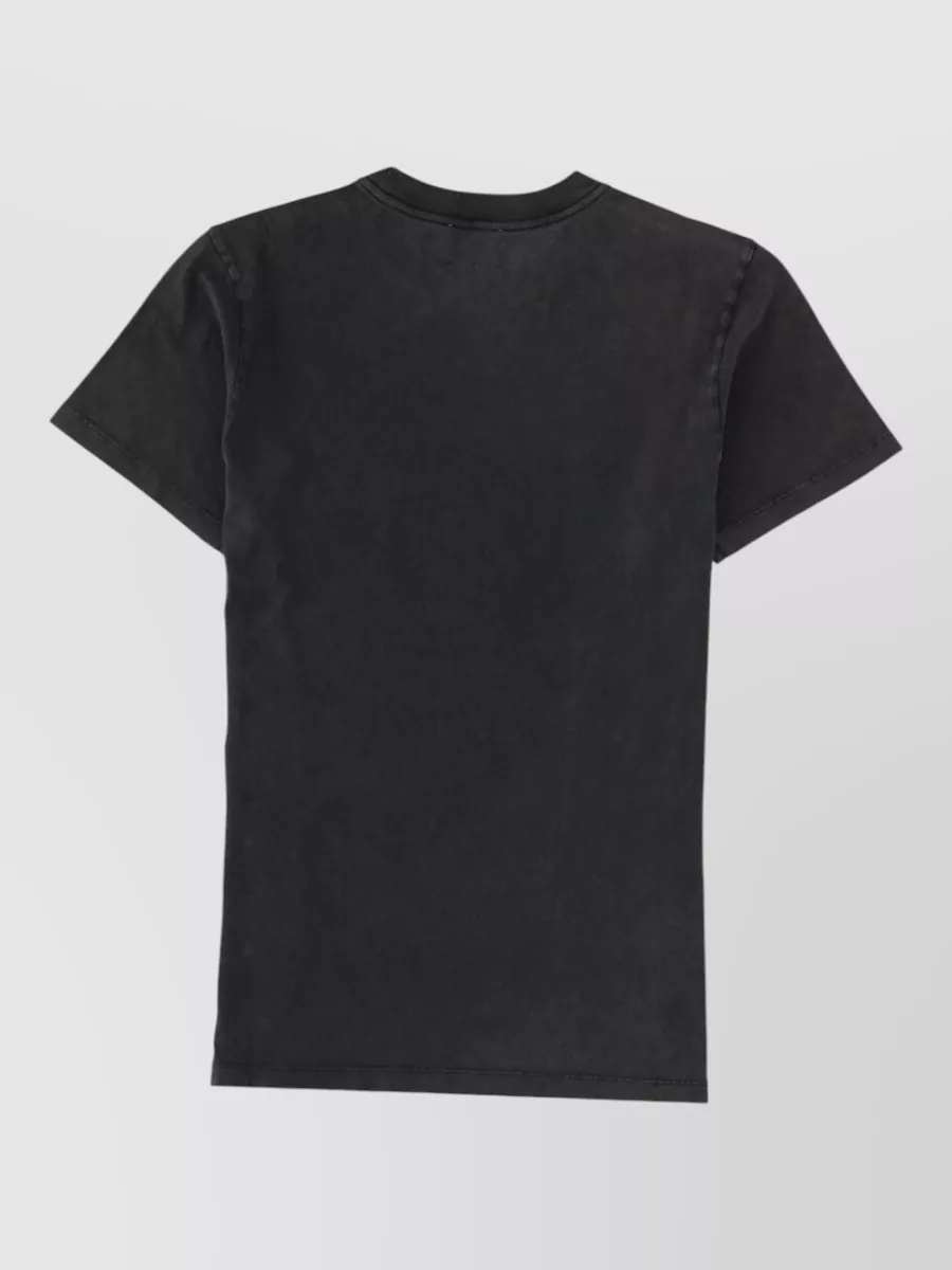 Isabel Marant Étoile Crew Neck Graphic Print Short Sleeve Top In Black