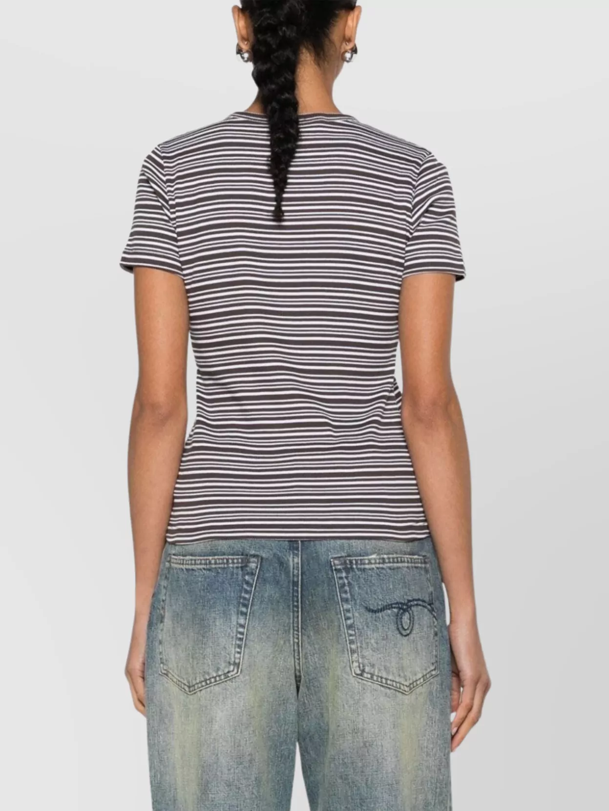 Filippa K Ribbed Organic Cotton T-Shirt With Horizontal Stripes