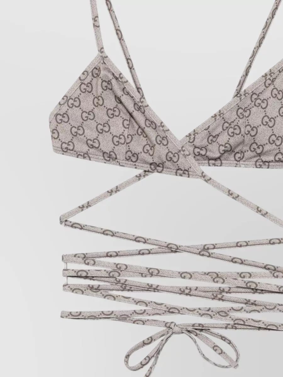 Gucci Logo-Print Triangle Bikini Set