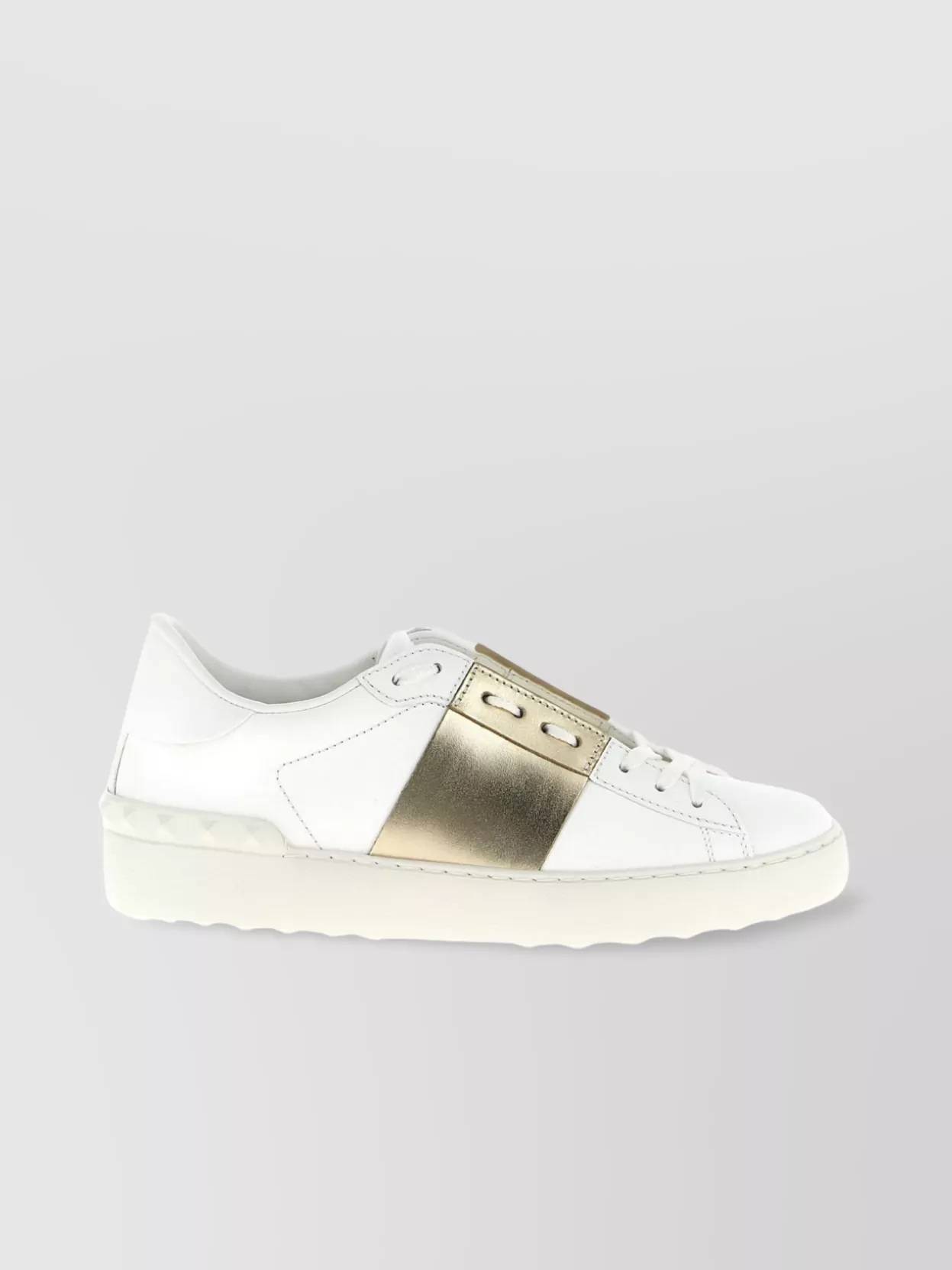 Valentino Open Sneakers With Metallic Accent And Studded Heel In White