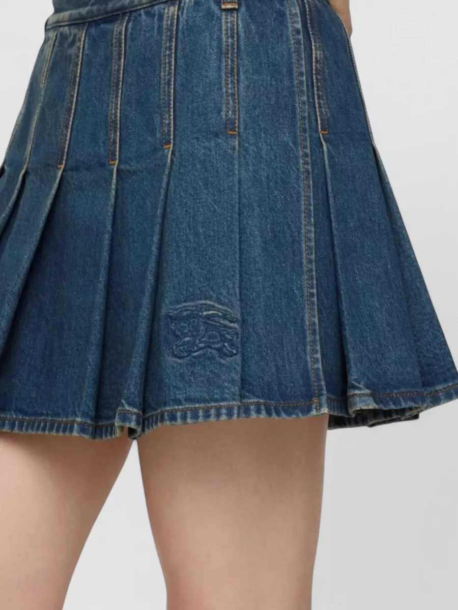 Burberry Denim Pleated Mini Skirt
