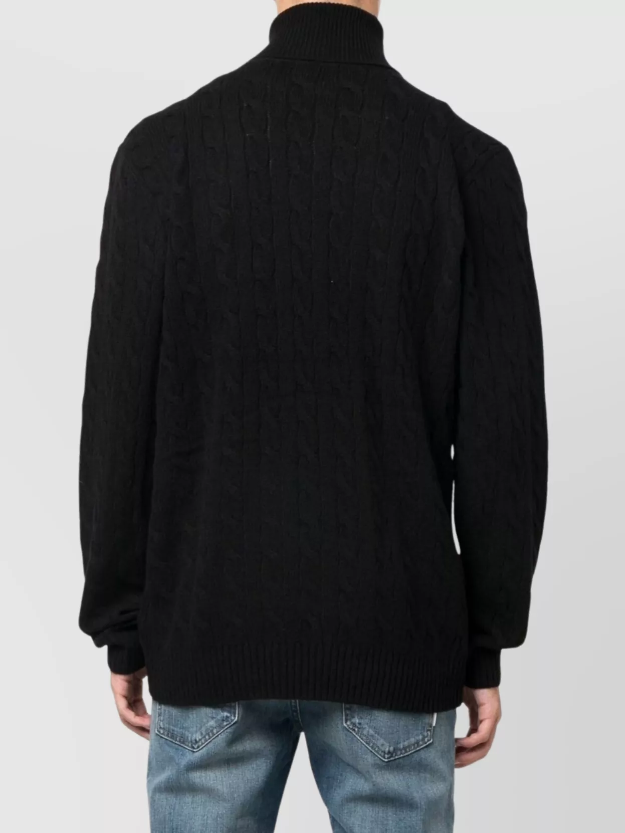 Ralph Lauren Chunky Knit Roll Neck Sweater In Blue
