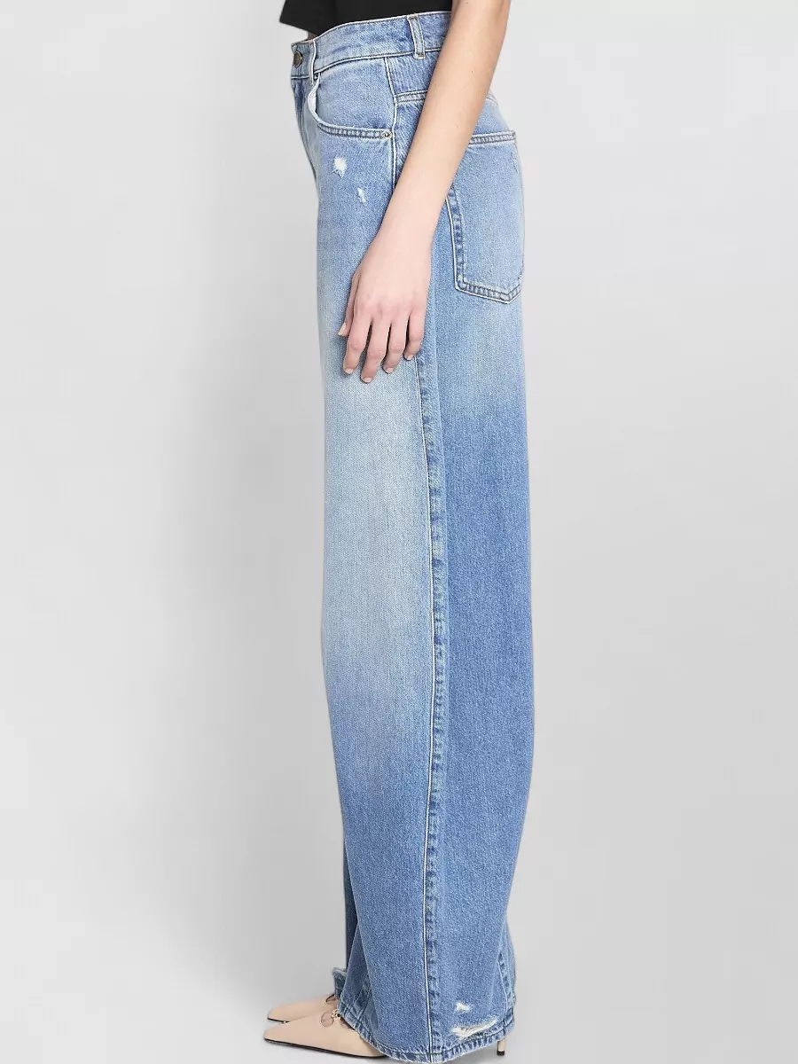 Dolce&Gabbana Denim Ripped Mid-Rise Barrel-Leg Trousers