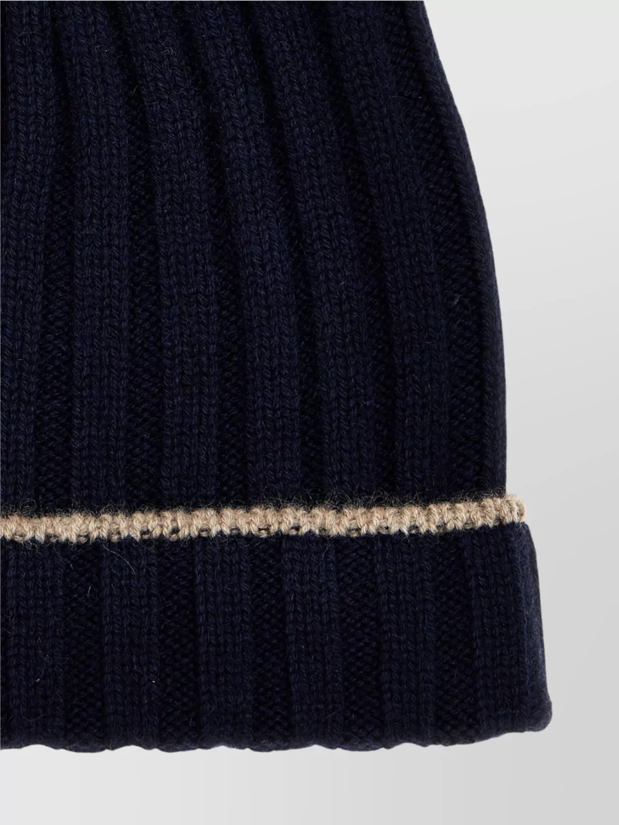 Brunello Cucinelli Folded Brim Ribbed Texture Contrast Trim