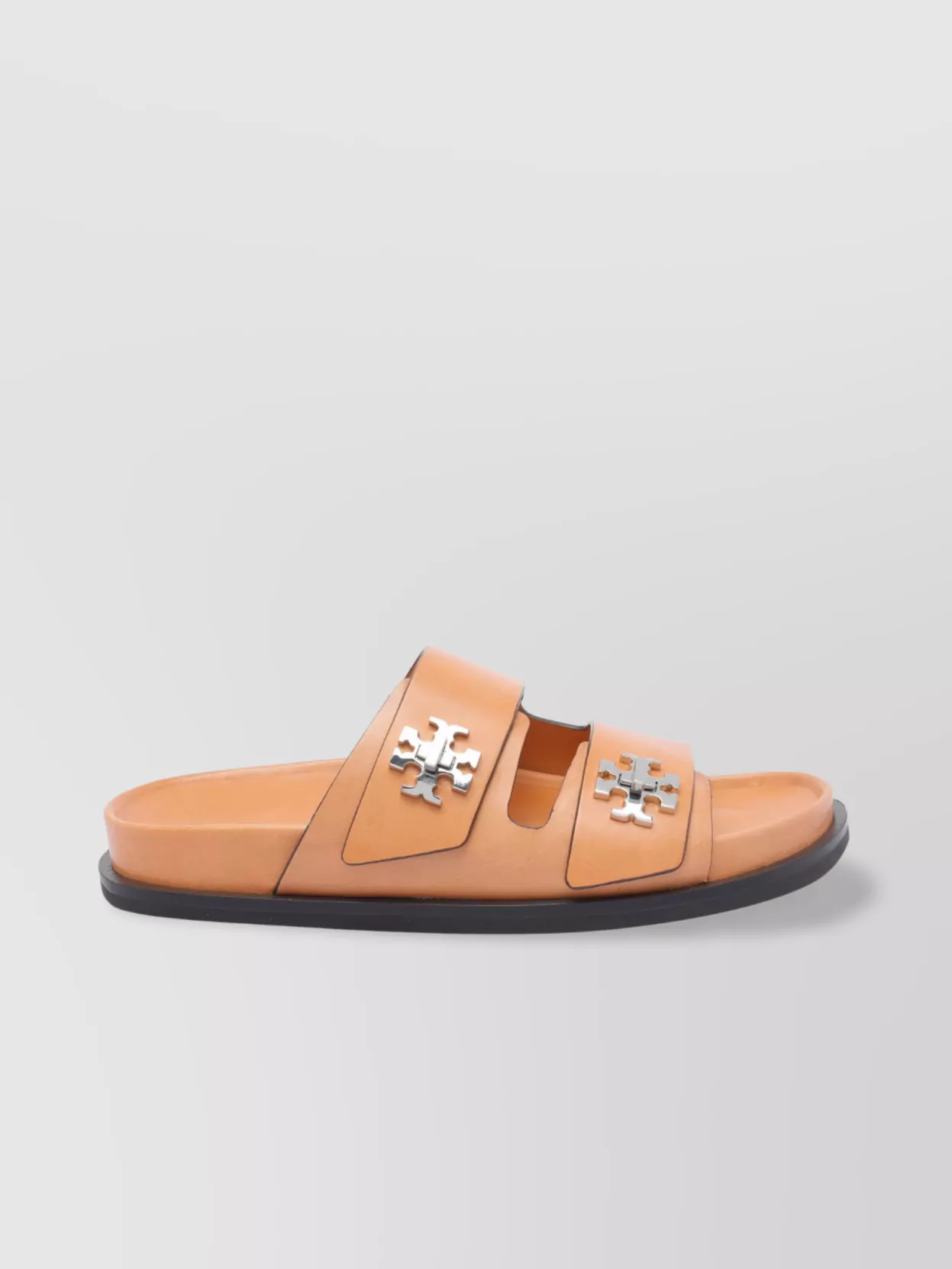 Tory Burch Round Toe Leather Dual Strap Sandals In Multi