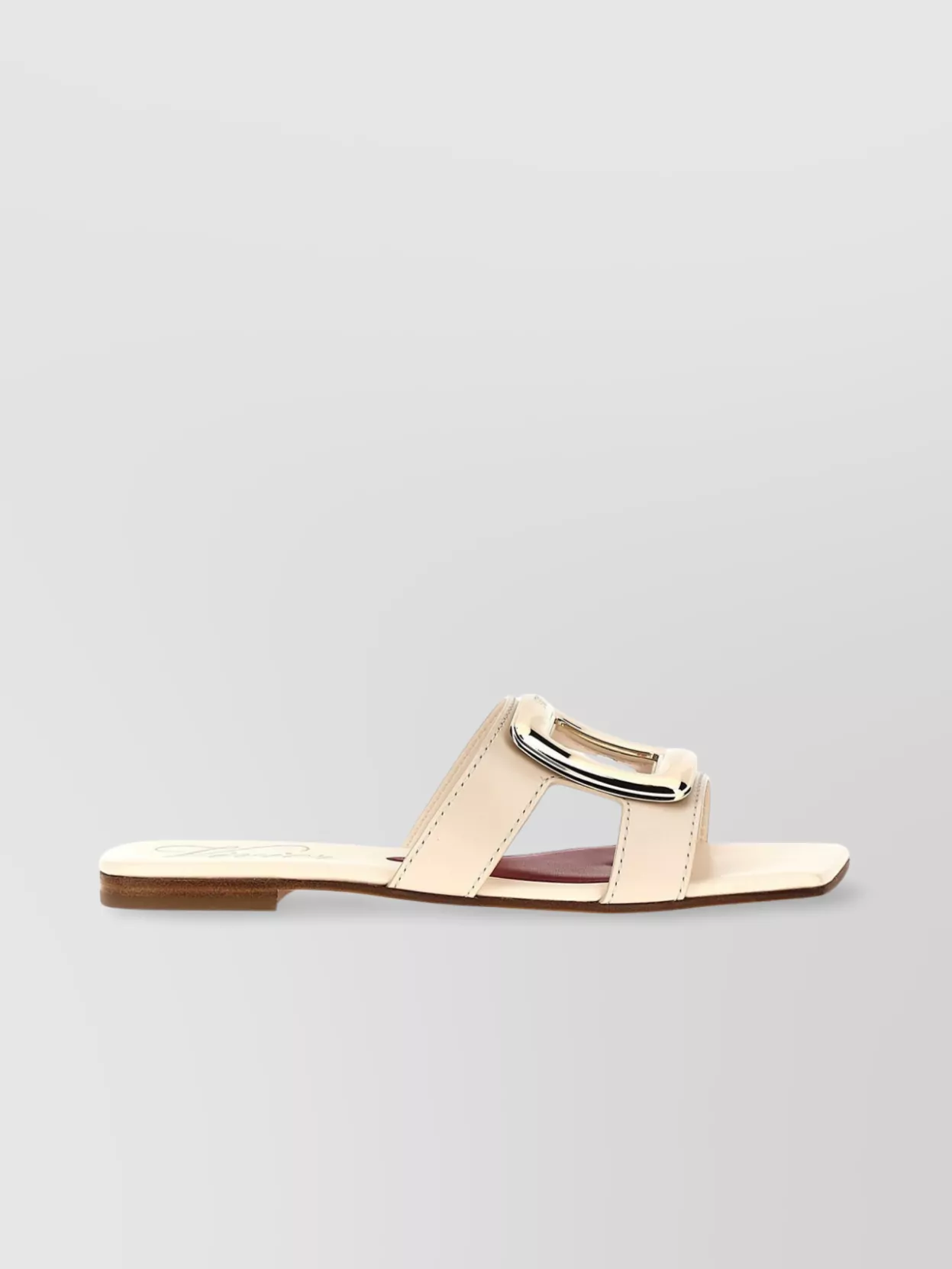 Roger Vivier Square Toe Mule Sandals With Gold-Tone Buckle