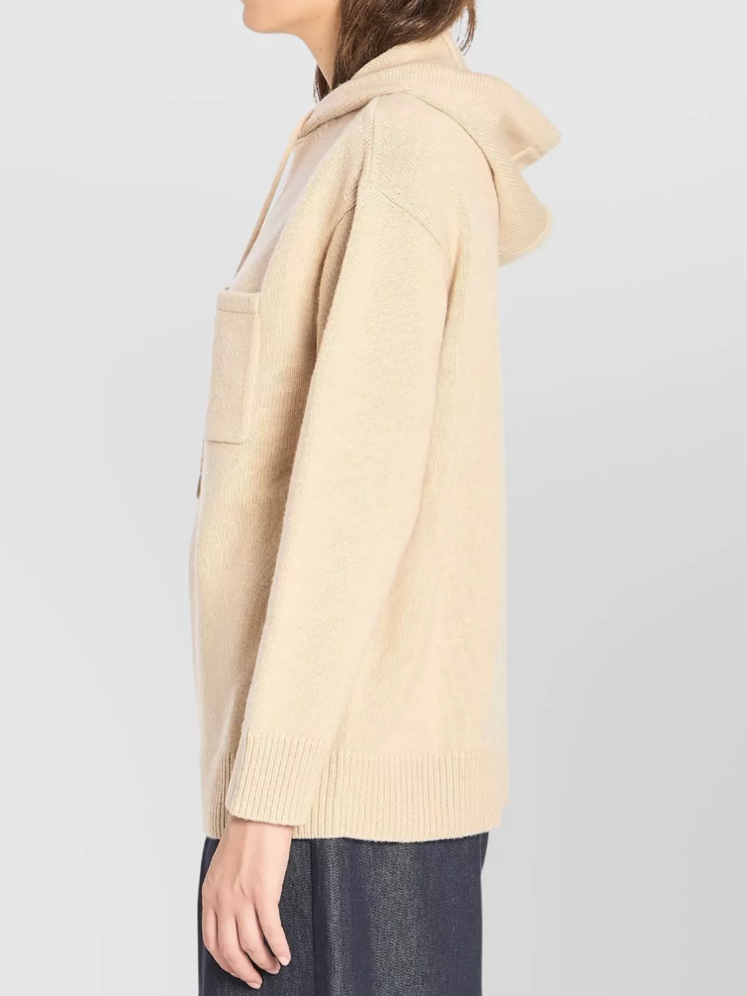 Max Mara Wool And Cashmere Knit Hoodie With Dropped Shoulder