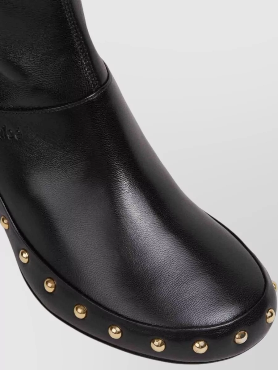 Chloé Leather Studded Ankle Boots