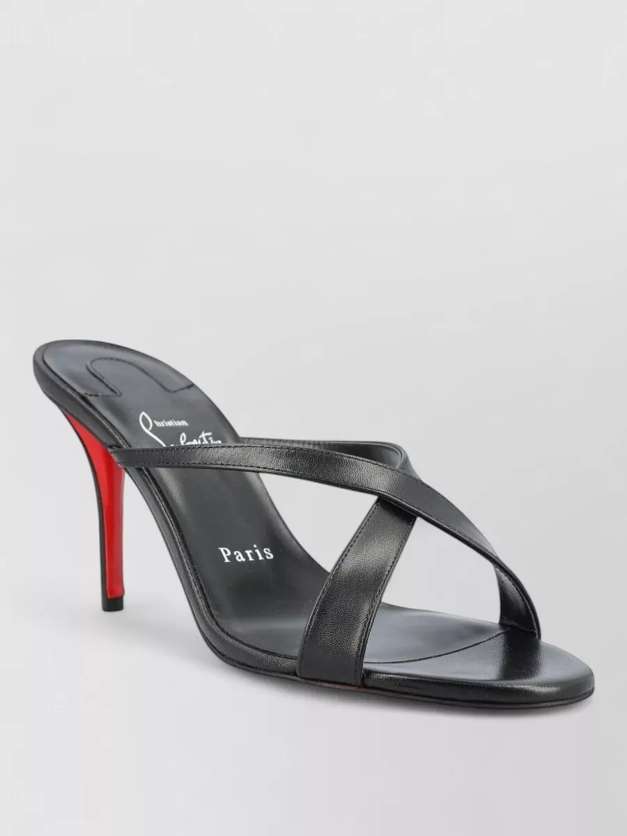 Christian Louboutin Leather Crossover-Strap Stiletto Mules