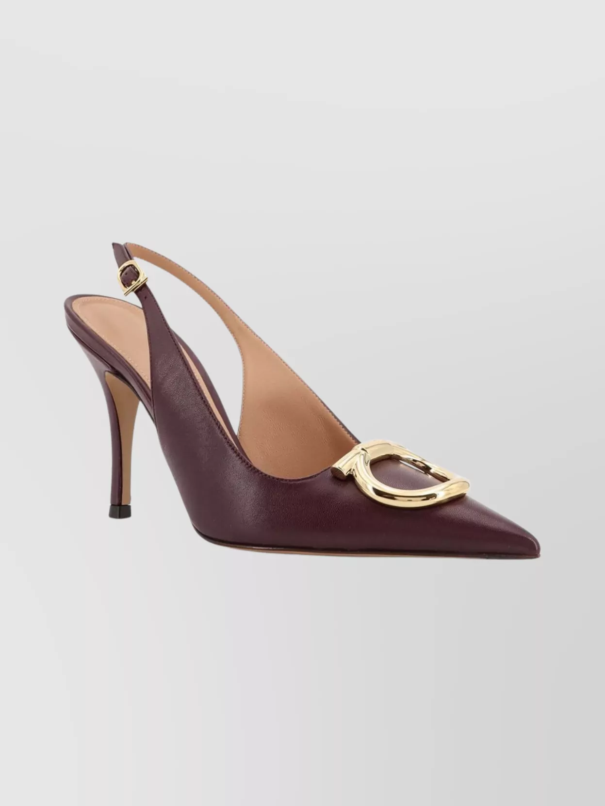 Ferragamo Sara 95 Leather Slingback High Heel In Burgundy
