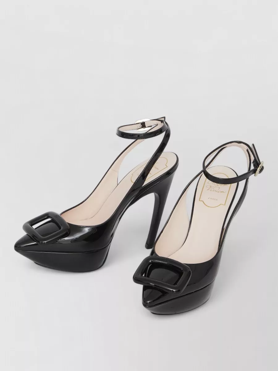Roger Vivier Patent Leather Sling Back Pumps Buckle