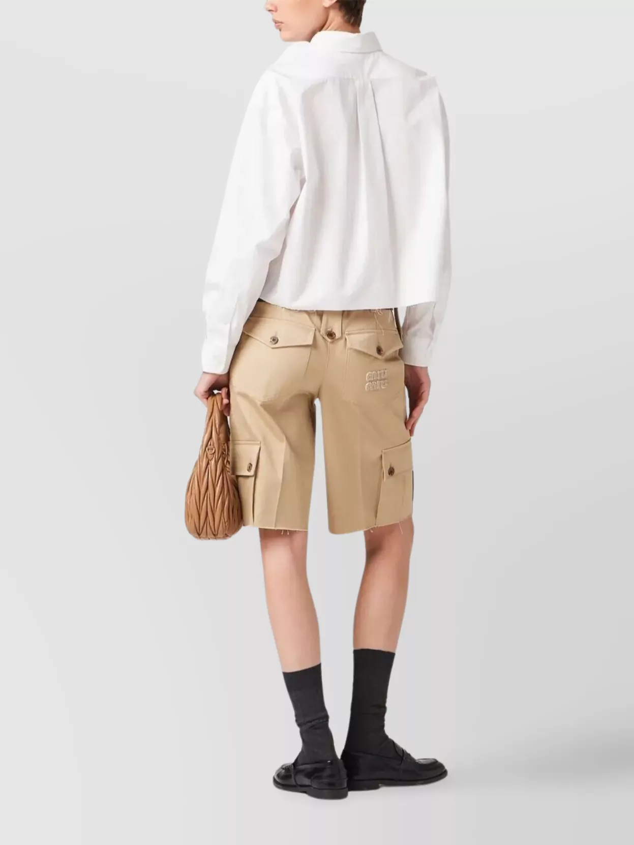 Miu Miu Boxy Cropped Long Sleeve Shirt