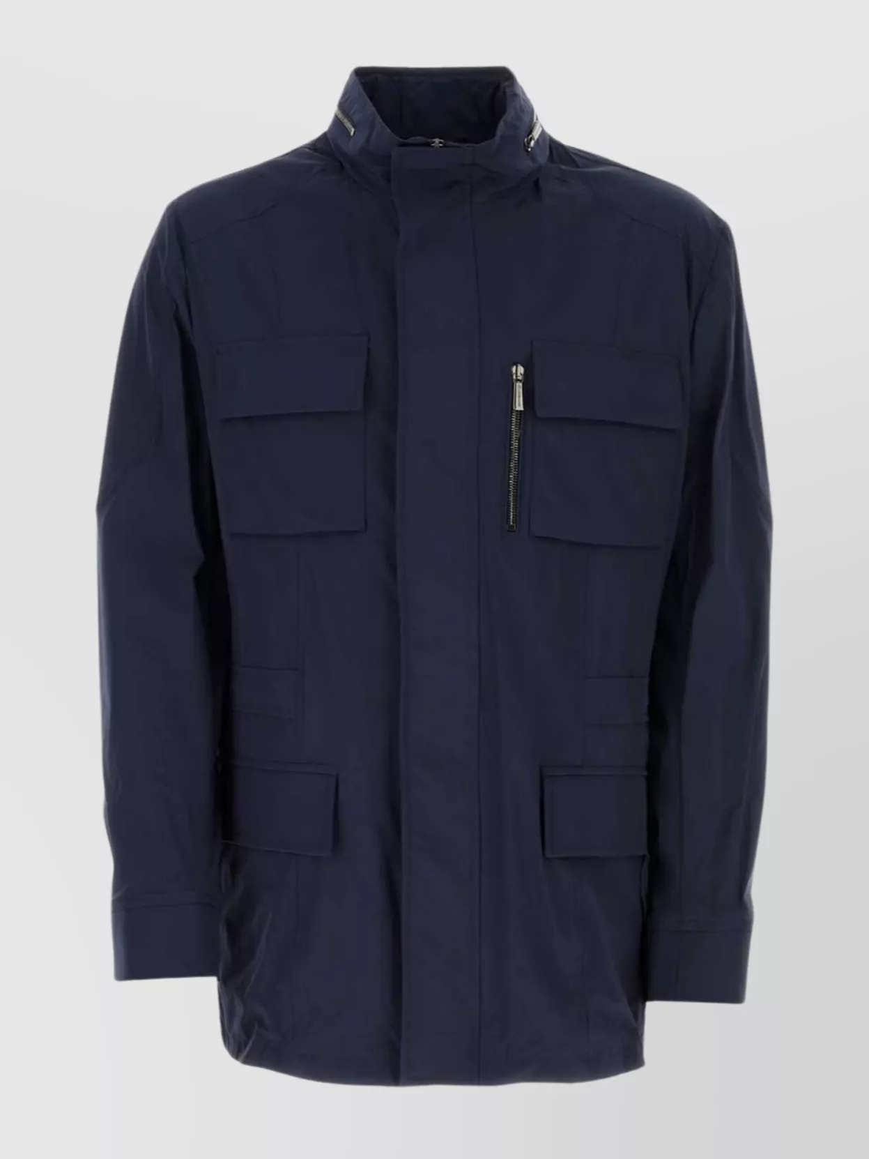 Shop Moorer Navy Blue Nylon Manolo Jacket