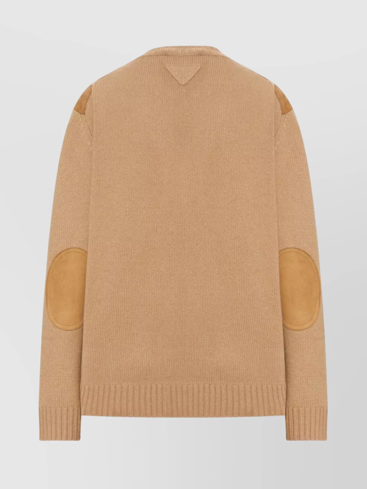 Prada V-Neck Wool Sweater Featuring Suede Panel