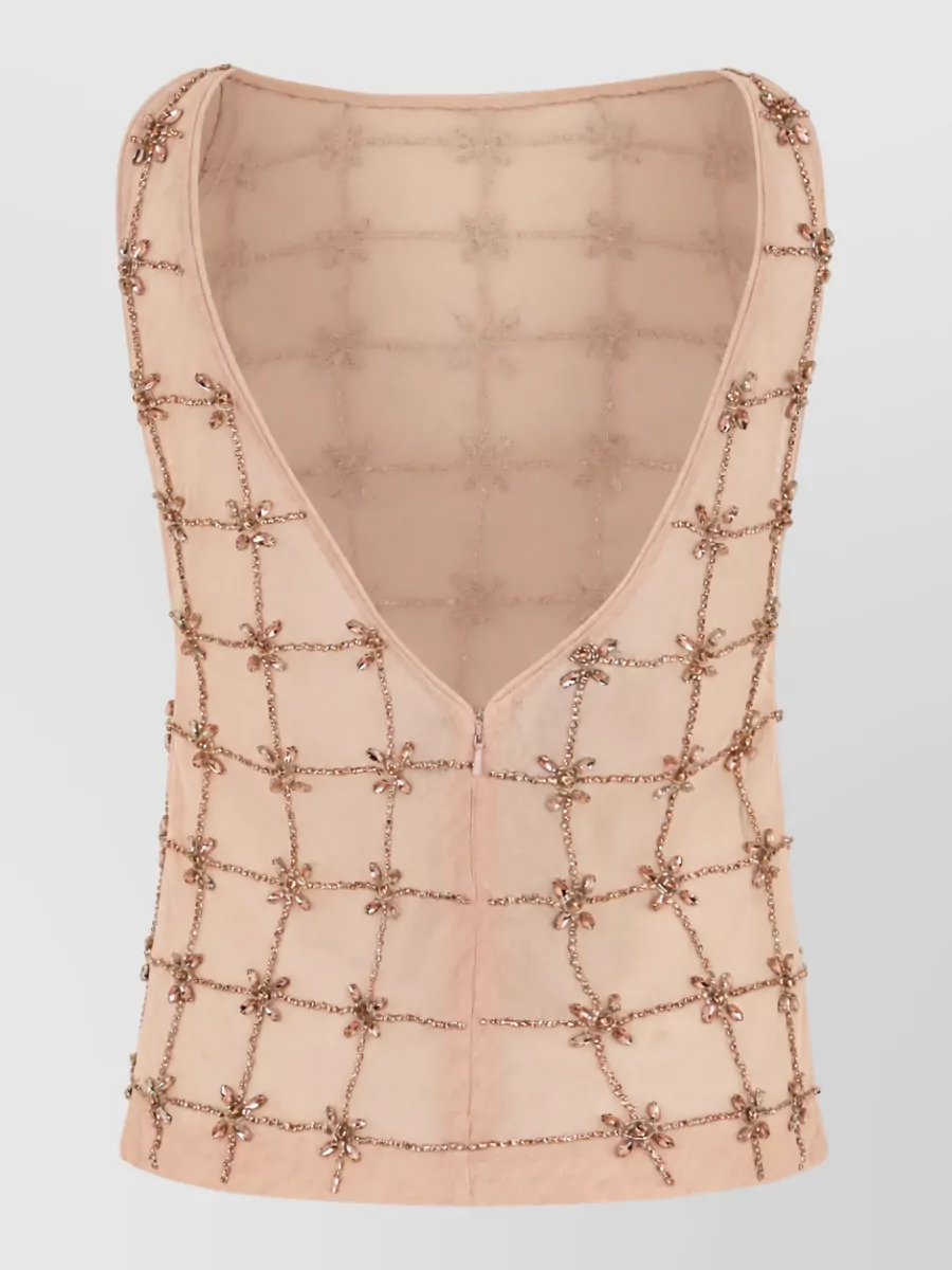 Pinko rhinestone mesh sleeveless top