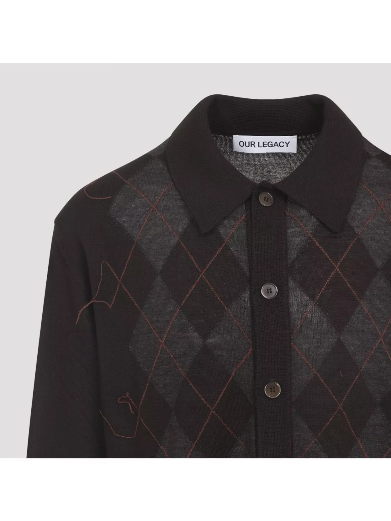 Our Legacy Evening Argyle Knit Polo Sweater