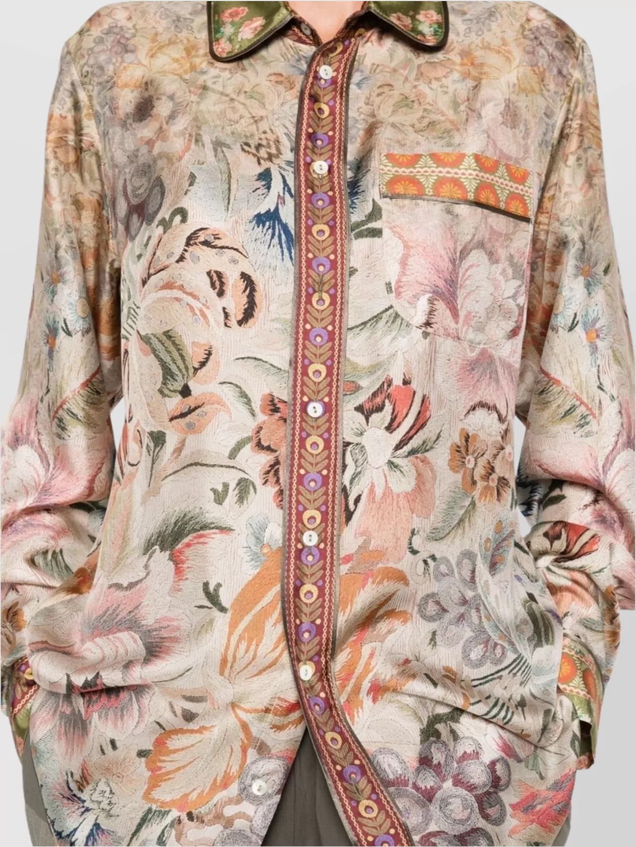 Pierre Louise Mascia Floral Pattern Silk Shirt