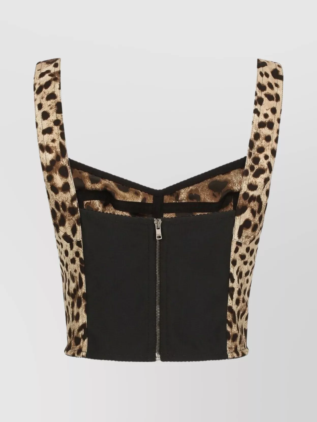 Dolce & Gabbana Leopard-print Charmeuse Bustier Top In Brown