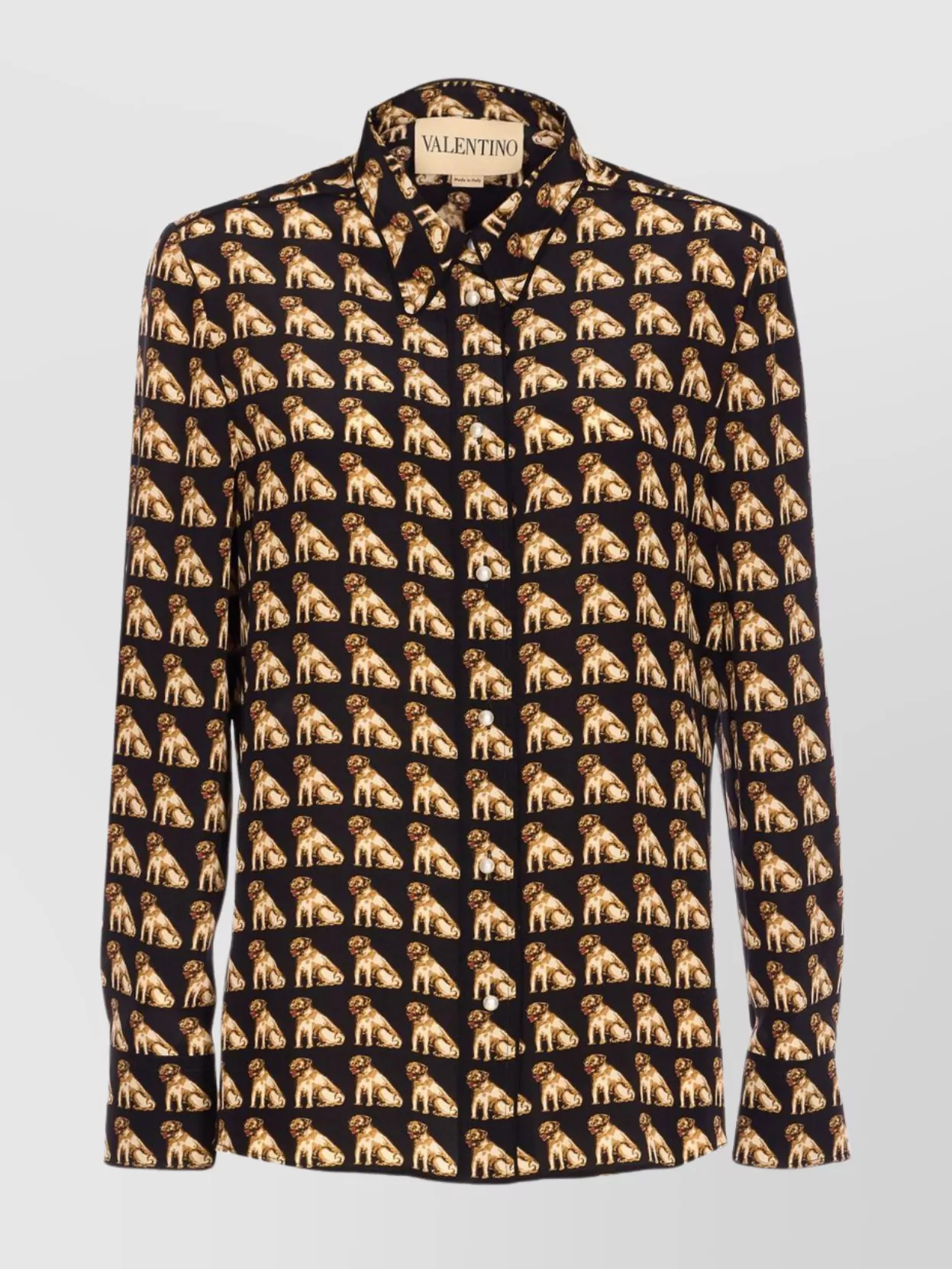 Valentino Collar Shirt With Long Sleeves And All-over Print In Multi