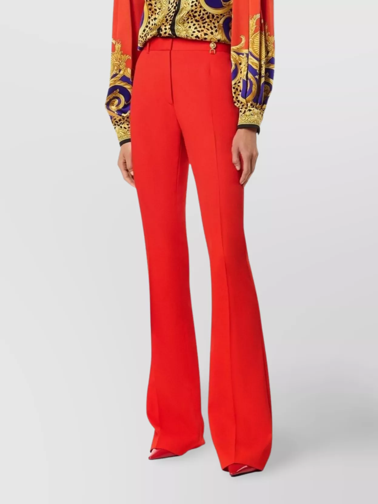 Versace Tailored Flared Leg Trousers Front Pleats