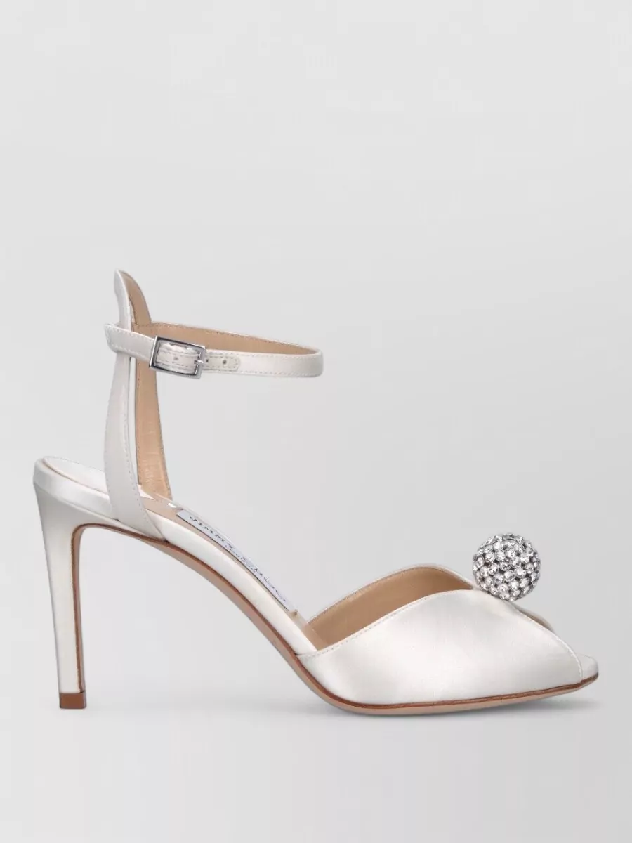Jimmy Choo Heel Sandals Ankle Strap Embellished Detail Open Toe