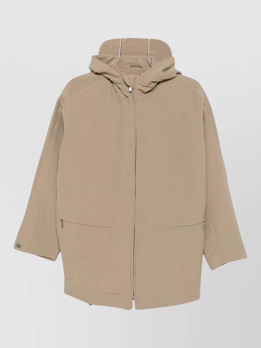 Emporio Armani hooded drawstring cotton parka coat