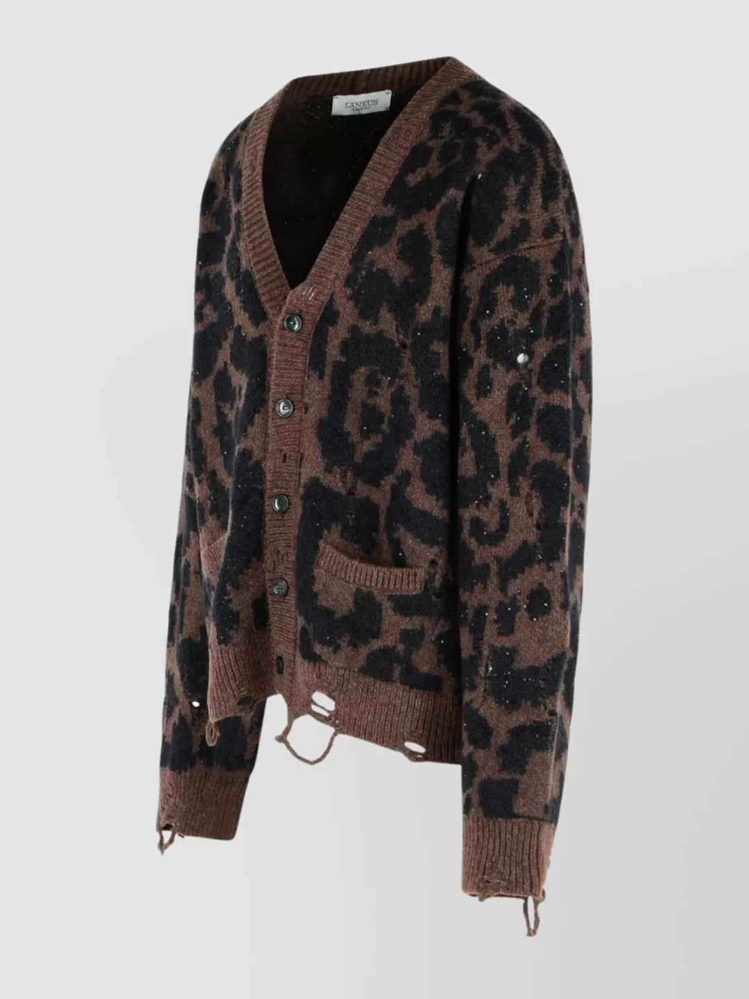 Laneus Spotted Merino Wool Blend Cardigan