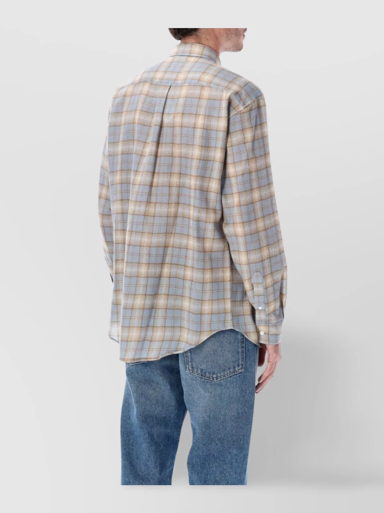 Auralee Lightweight Checked Long Sleeve Shirt In Blue