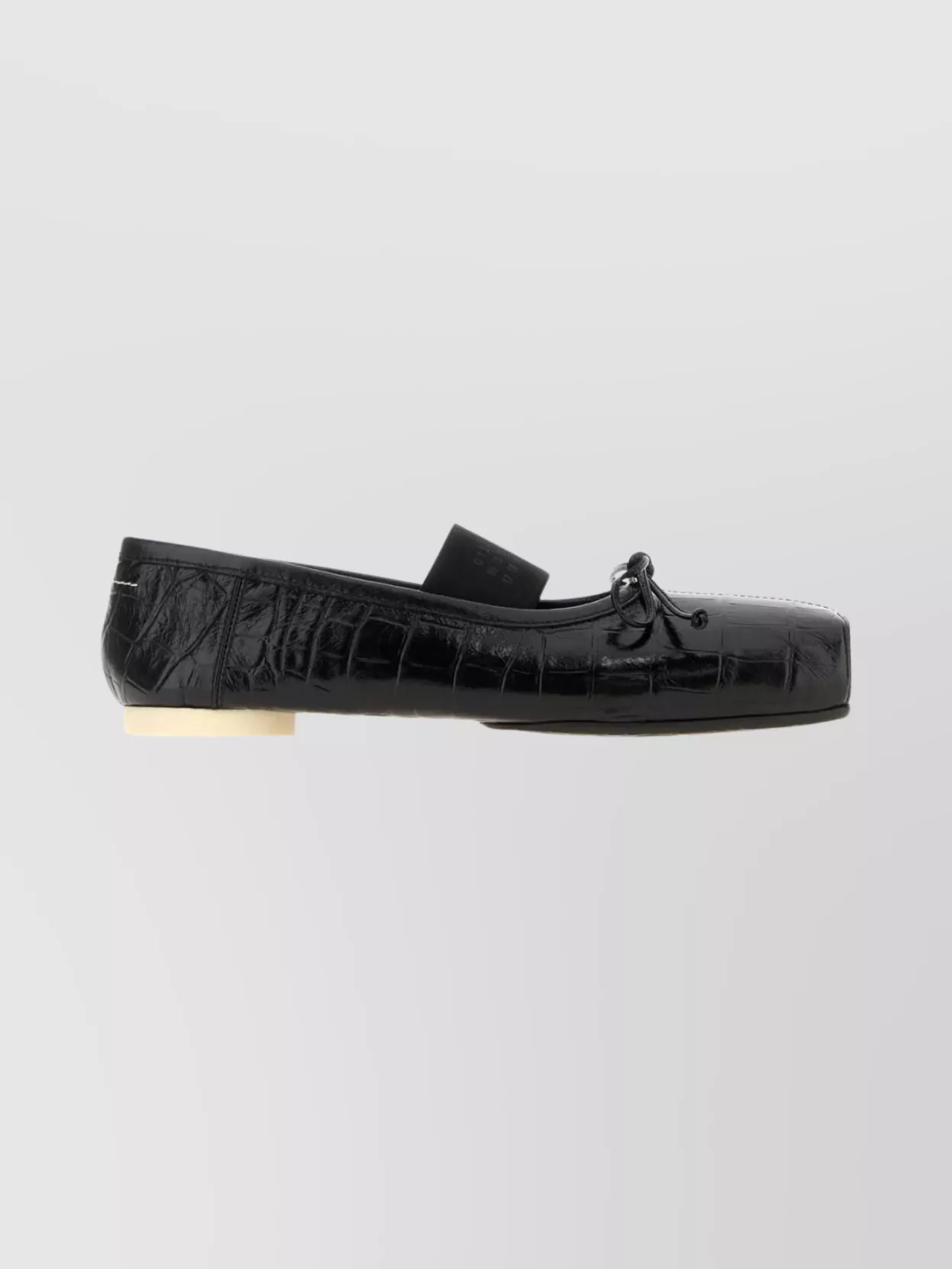 Mm6 Maison Margiela Ballerina Shoes With Bow And Crocodile Effect In Black