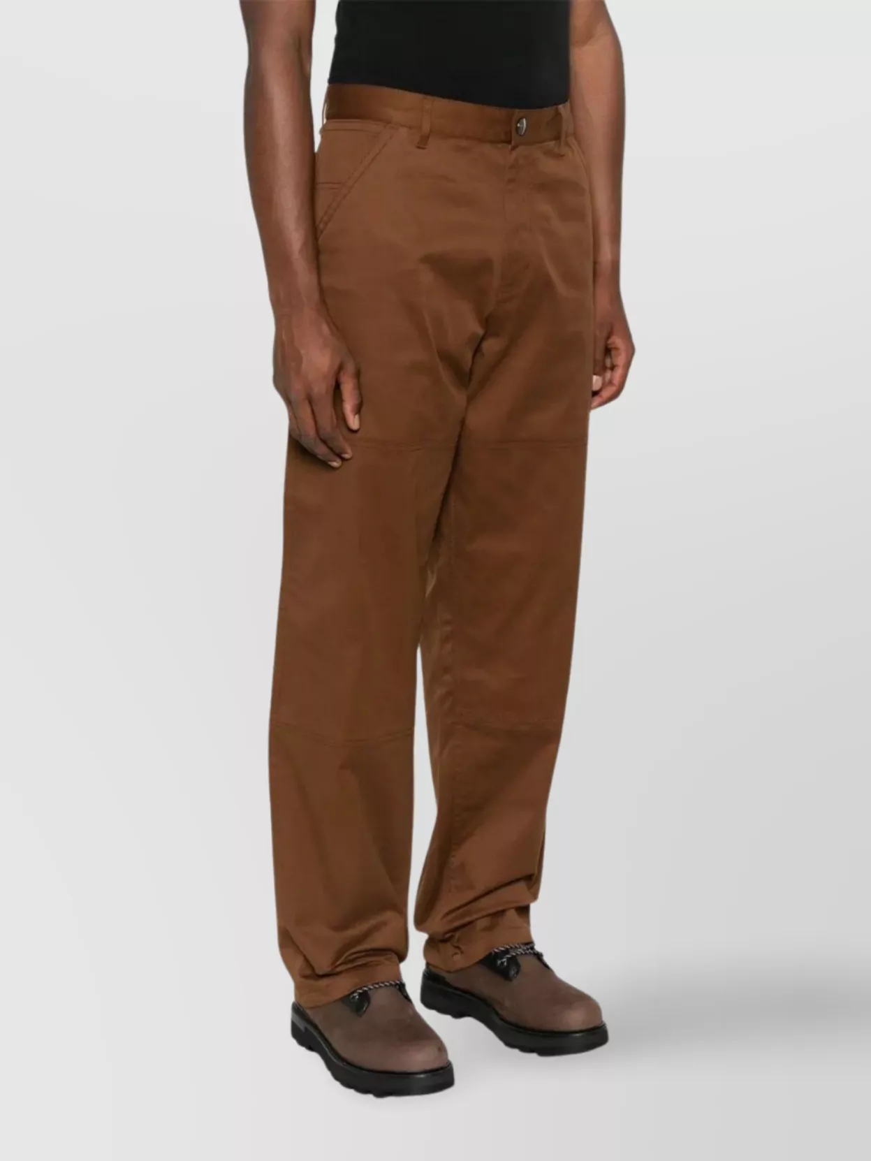 Moncler Straight Leg Trousers Panel Detailing In Brown