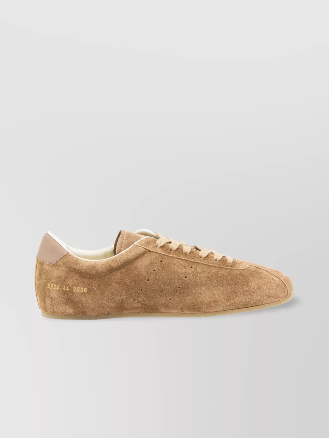 Common Projects Streamlined Suede Sneakers With Perforated Rubber Sole