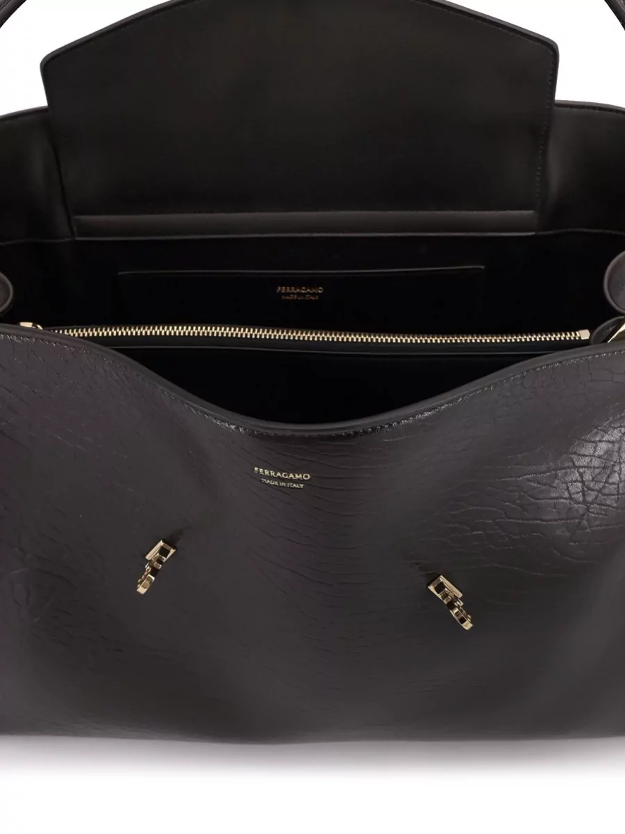 Ferragamo Hug Leather Shoulder Bag Logo Front