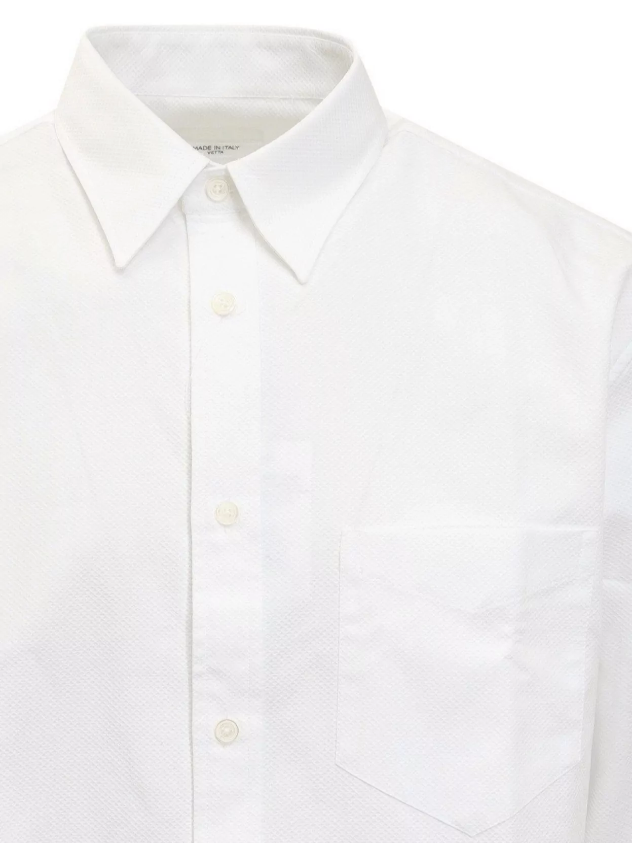 Cellar Door Collared Shirt With Pocket And Long Sleeves In White
