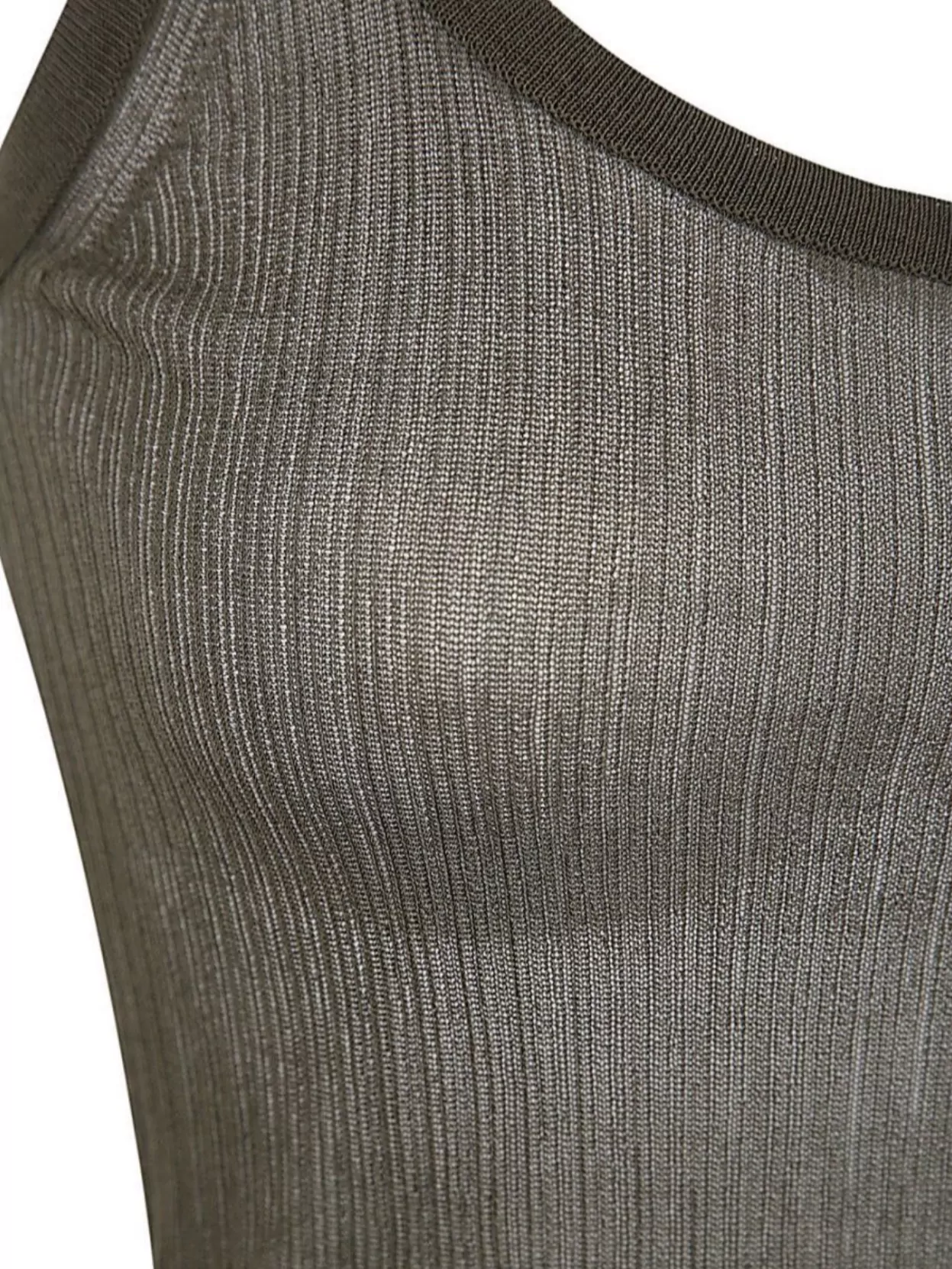Max Mara Metallic Ribbed Scoop Neck Tank Top In Gray