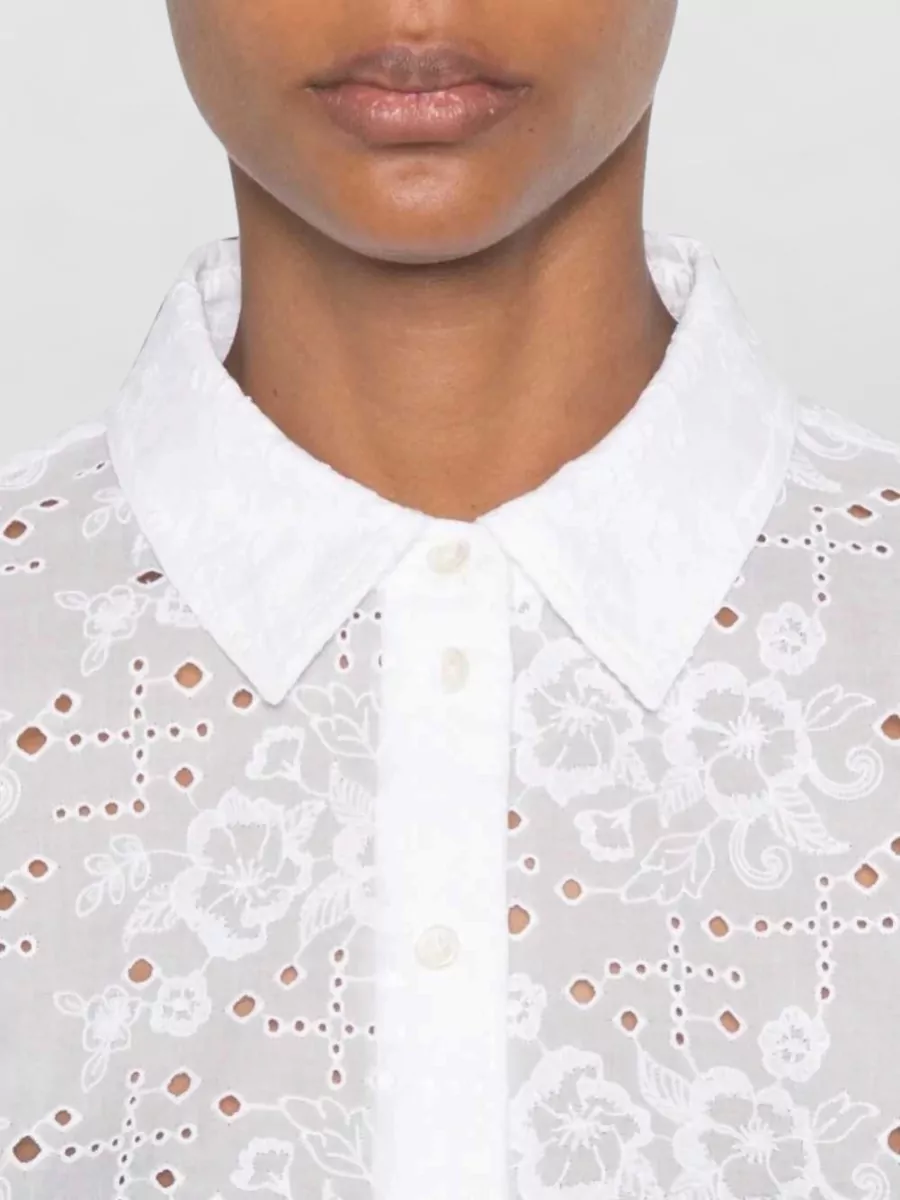 Tory Burch Cotton Broderie Anglaise Long-Sleeve Shirt
