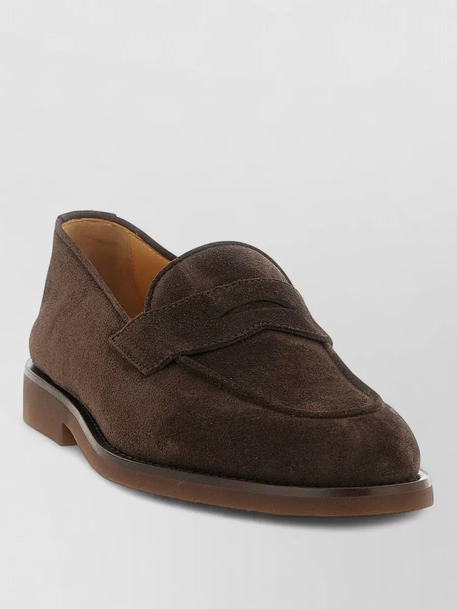 Brunello Cucinelli suede leather penny loafers
