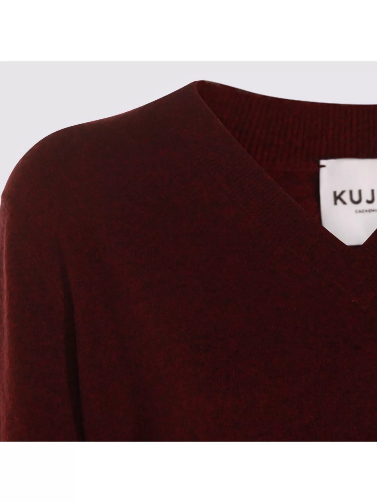 Kujten V-neck Long Sleeve Knitwear With Ribbed Cuffs And Hem In Red