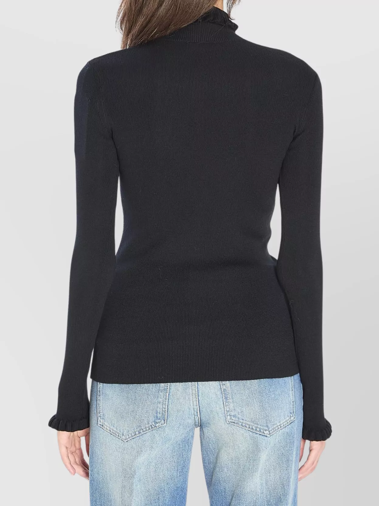 Valentino Garavani Ruffled High Neck Slim Fit Sweater