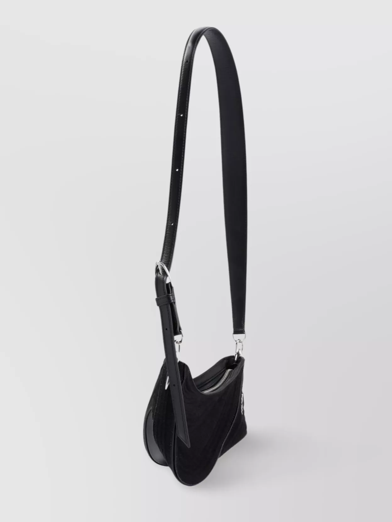 Mugler Curved Cotton Shoulder Bag With Silver Hardware