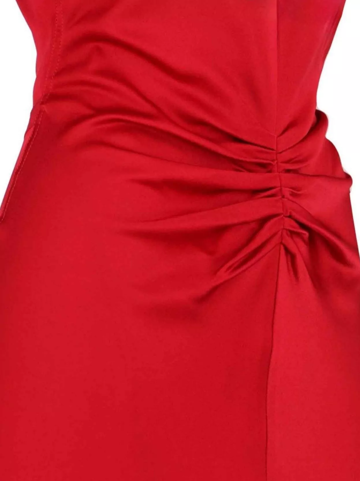 Victoria Beckham Red Crewneck Midi Dress With Gathered Waist And Rear Zip Closure In Red