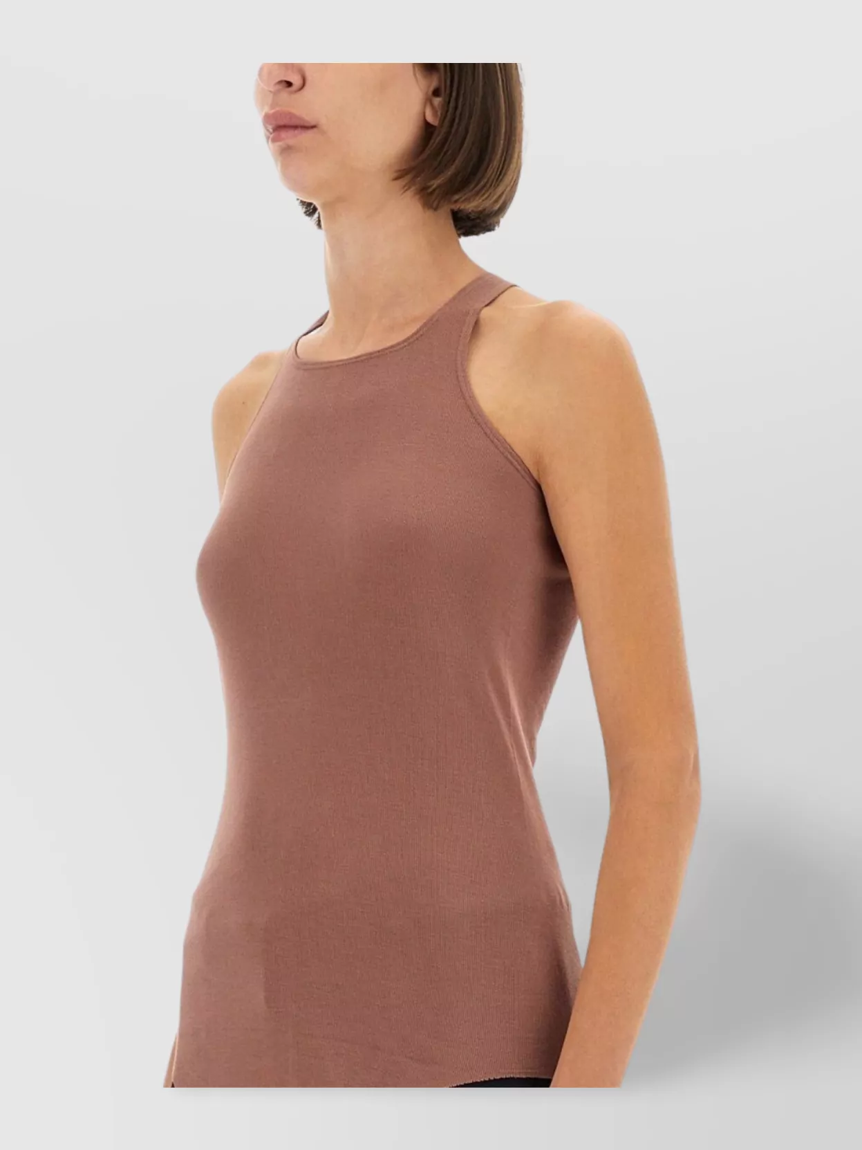 Rick Owens Lilies Sleeveless Racerback Top Curved Hem