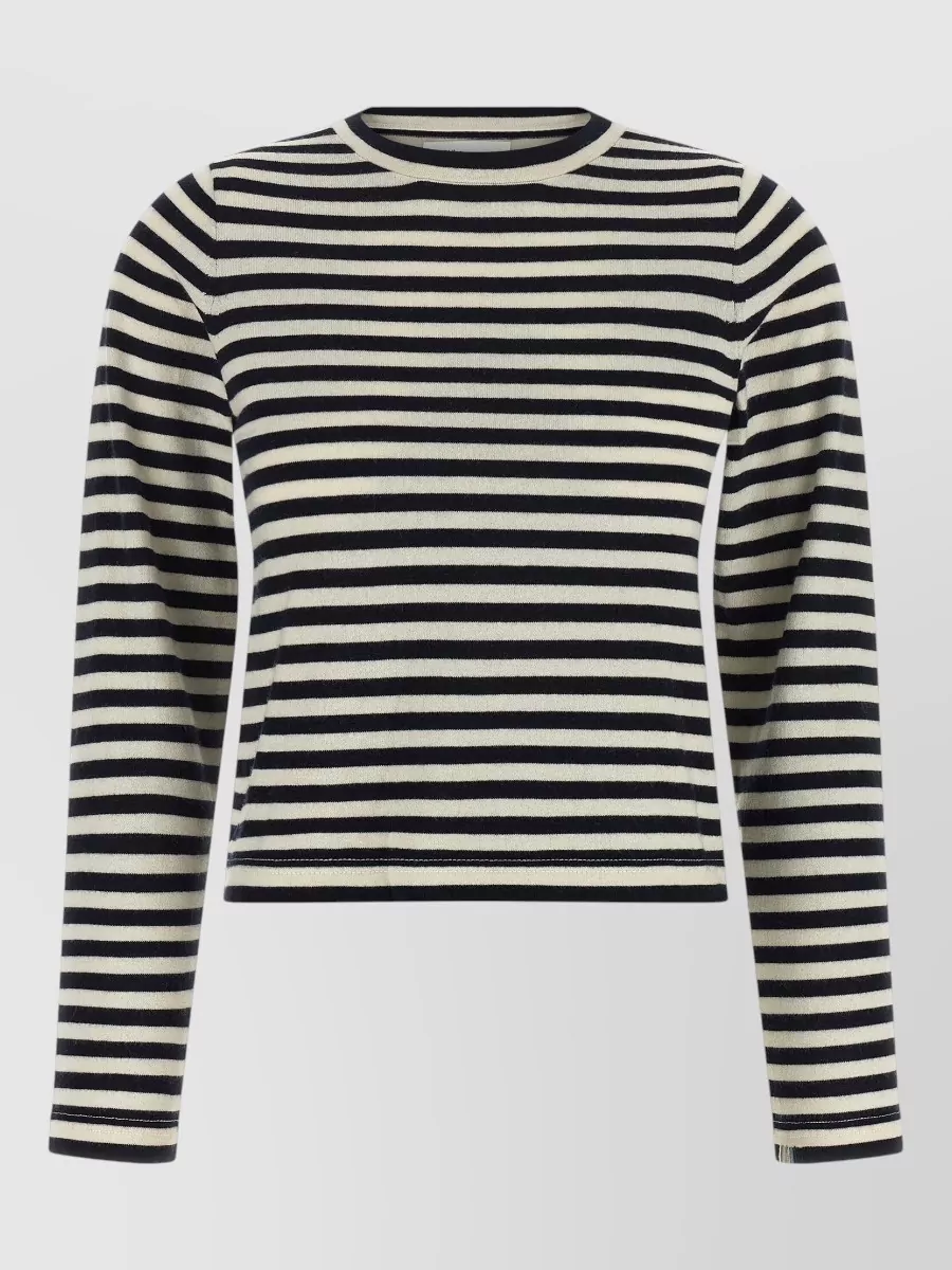 Extreme Cashmere Cashmere Breton Striped Cropped Long-Sleeve Sweater