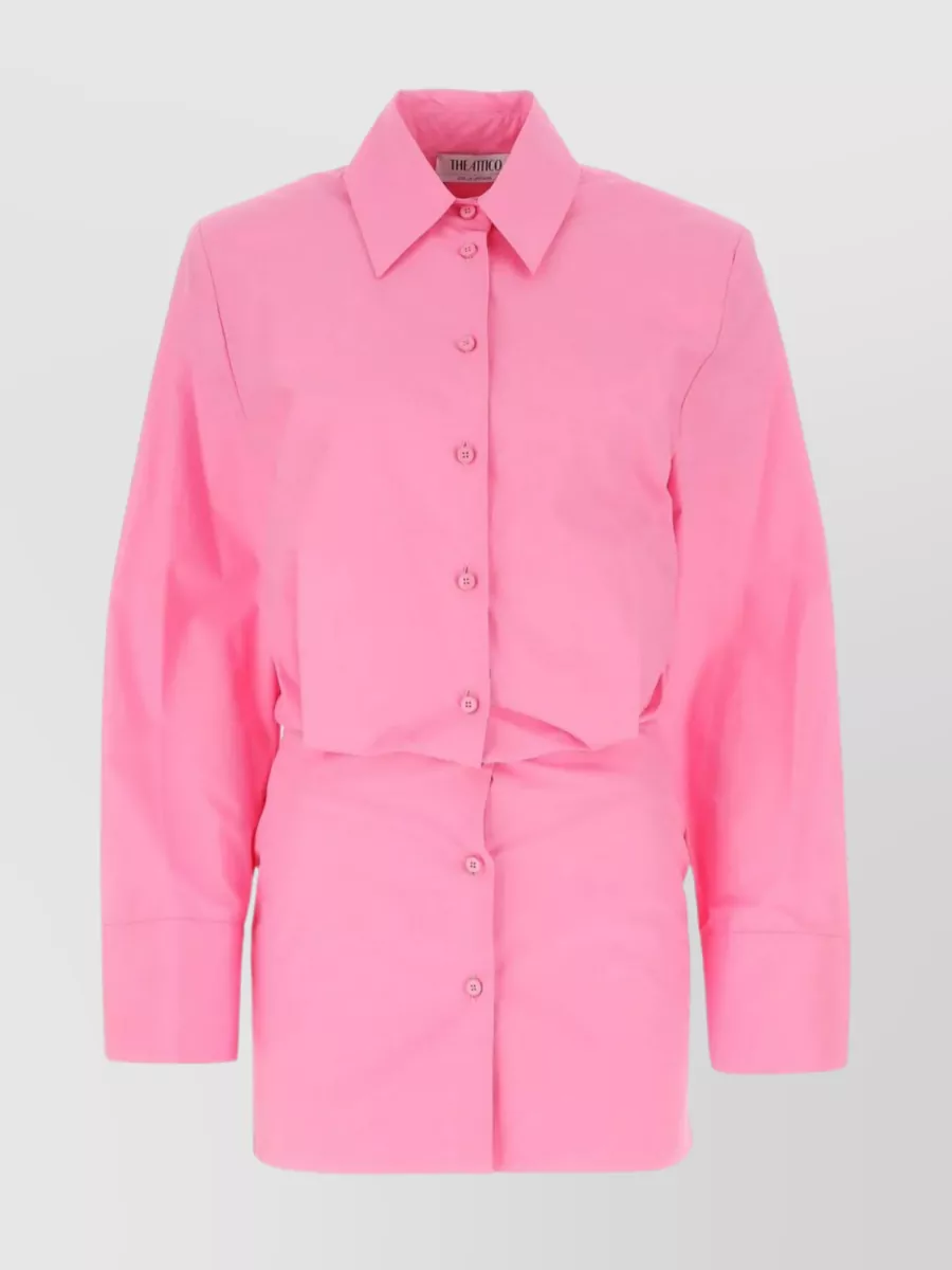 Shop Attico Margot Poplin Shirt Mini Dress In Pink