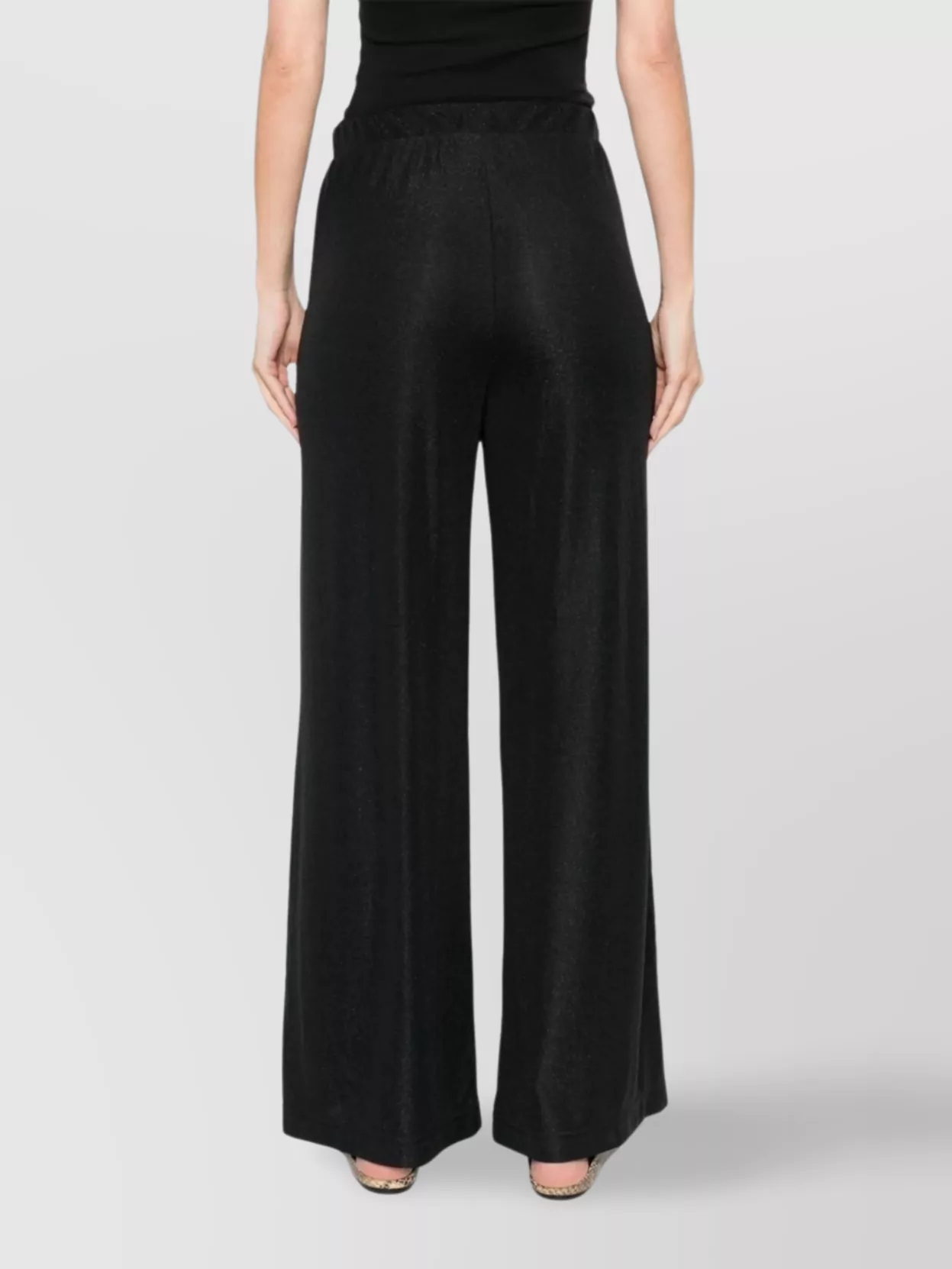 Shop Emporio Armani Wide-leg Trousers Lamé Effect