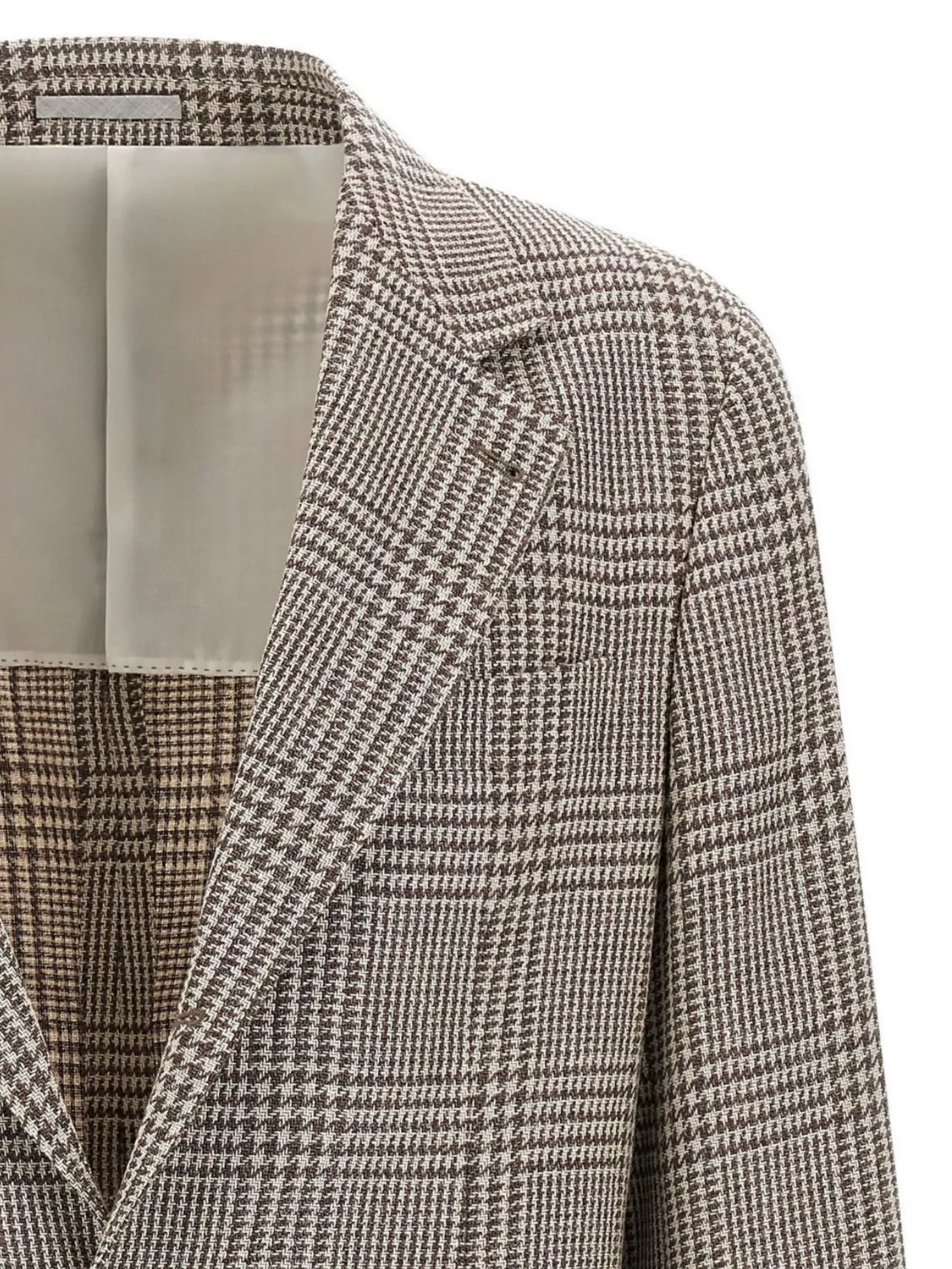 Brunello Cucinelli Tailored Houndstooth Blazer Notch Lapel