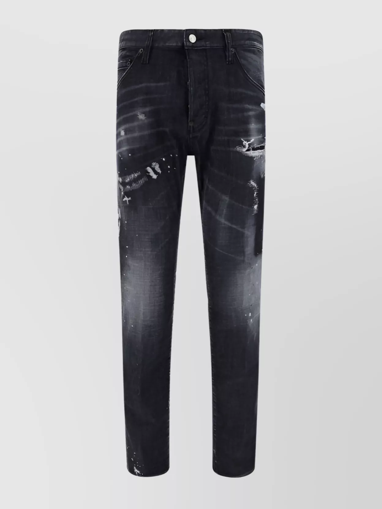 Shop Dsquared2 Patent Leather Detail Cotton Jeans
